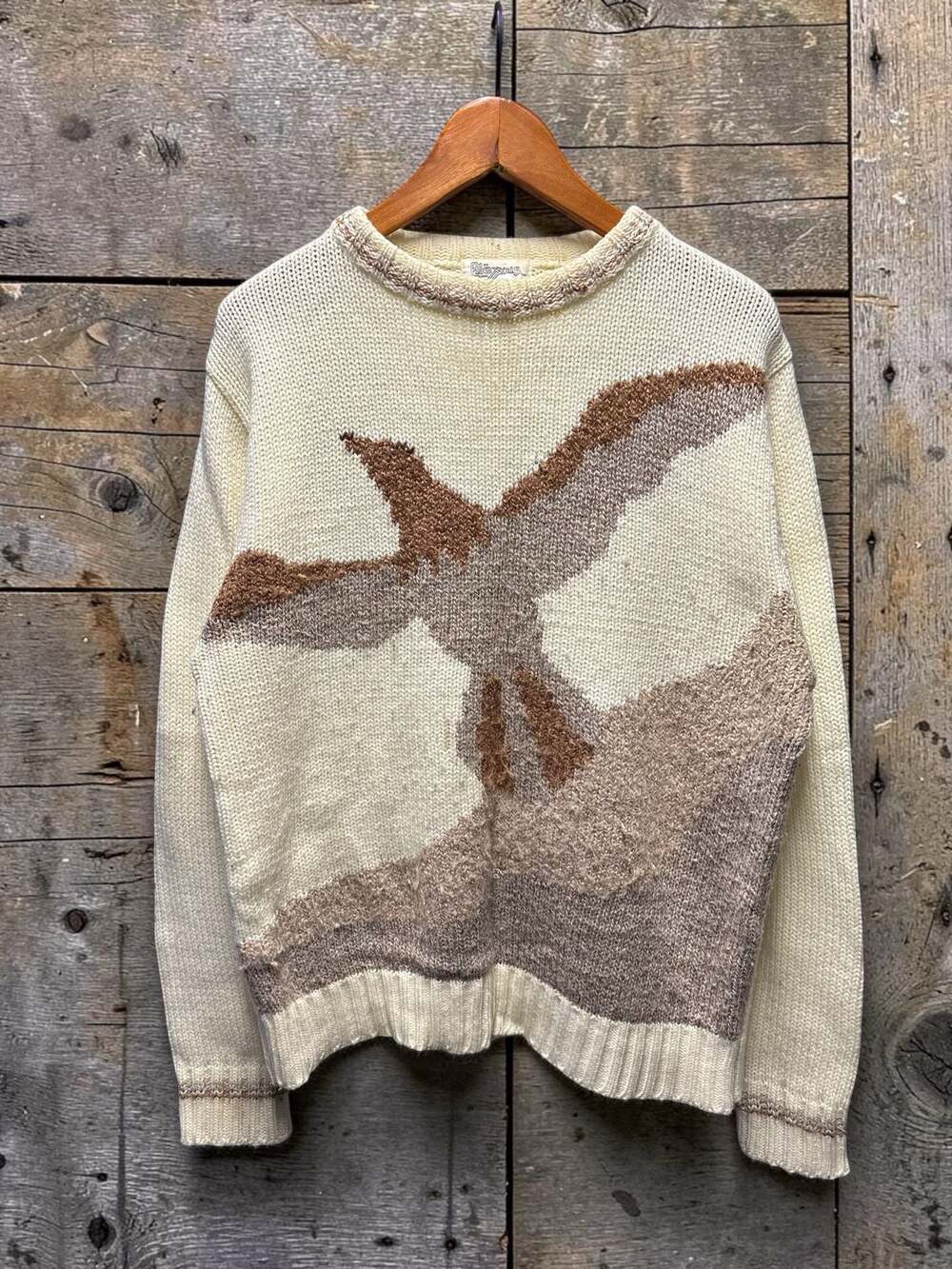 Vintage 90s Allexxus Acrylic Crewneck Sweater with Bird Graphic